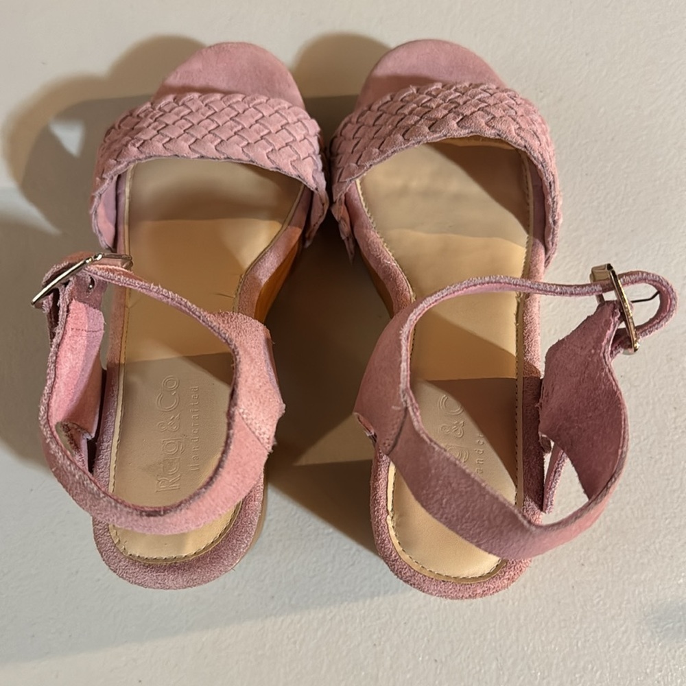 Rag & Co APRIL Light Pink Wooden Clogs In Suede Weave. Size 10 - Picture 5 of 11